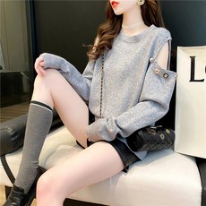 H23572 여성 펀칭 어깨트임 니트 스웨터