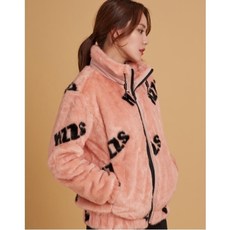 헤지스골프 19FW 헤지스 골프 여성 HWJU9D804P1 UNIQUE WINTER 핑크 로고 자가드 에코 퍼 숏기장 점퍼_J2D3