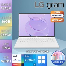 [LG 전자] 엘지 2023 노트북 그램 PC 15ZD90R-GX56K 13세대 인텔 i5 윈도우11 화이트 가벼운 노트북, WIN11 Pro, 16GB, 256GB, 코어i5