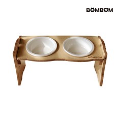 BOMBOM 봄봄 고양이 강아지 밥그릇 (높이조절가능) / 자작나무 원목식기 / 반려동물용품 / 도자기밥그릇 / 강아지식기 / 고양이식기 / 고양이 강아지 모두사용가능, 봄봄 높낮이 조절 2구 애견식기(그릇포함), 1개