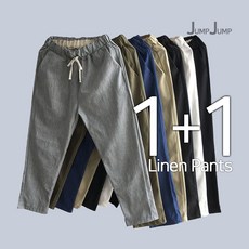 [점프점프] 1+1 남자 썸머 쿨 린넨 슬랙스 밴딩 바지 점프점프] 1+1 남자 썸머 쿨 린넨 슬랙스 밴딩 바지
