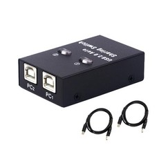 USB 스위치 프린터 공유기 2 포트 USB20 허브 2 대 컴퓨터 공유 2 인 1 아웃 USB 분배기, 3)Grey, 1개