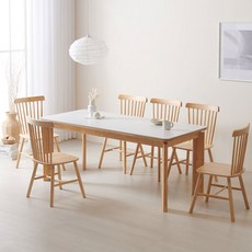델타가구 데이즈 양면 세라믹 원목 6인 식탁 의자 세트, 내추럴화이트 (DD10175)