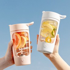  EQURA무선 전동텀블러 휴대용 운동 대용량 쉐이커 원터치 자동 믹서 650ml, 핑크, 1개 