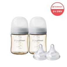 더블하트 모유실감 3세대 PPSU 모먼트 트윈팩 160ml+젖꼭지(2입), 단일옵션, 2세트 - 더블하트젖병