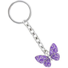Clear Swarovski로 아름답게 장식 된 Butterfly Key Chain-PURPLE, 단일