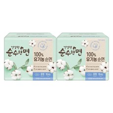 건강한 순수한면 100%유기농 중형16매x2개 날개형 생리대, 2개, 16매입