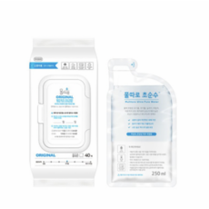 물따로 오리지날 유아 건티슈 캡형 40매 + 초순수 250ml 세트, 24세트