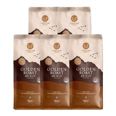 [대용량] 1kg 골든로스트 향미가좋은 고소한 아라비카100% 원두커피, 5개, 홀빈(분쇄안함)