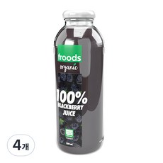 프루즈 유기농 블랙베리 착즙주스, 700ml, 4개