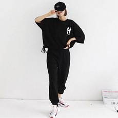 애플망고샵 여성용 스트릿 크롭 오버핏 조거 상하의 세트
