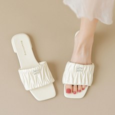 여자명품샌들 명품 여성 셔링 뮬 슬리퍼 플랫 빅사이즈 여자샌들 225-265