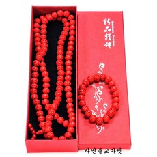 경면주사 염주세트 연꽃조각염주 108염주 합장주 단주 불교용품