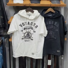버커루 남성 미니쭈리 루즈핏 반팔 후드풀오버
