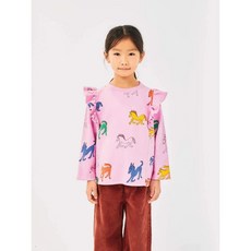 [BOBO CHOSES] 보보쇼즈 24FW 키즈 티셔 Wonder Horse all over ruffle sweatshirt B224AC053