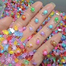 위푸 셀프 젤 네일파츠 재료 페디큐어 여름네일 미니 거북이, 300개, 혼합