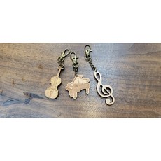 [New] 악기모양 우드 원목 키링 키홀더 열쇠고리 Instrument's Key holder solid woods, 높은 음자리표, 1개