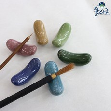 율아트 바나나 붓받침 필산 수저받침 6종 붓대 붓받침대 민화 수채화 동양화 캘리그라피 서예 붓받침, 파랑