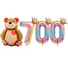 파파 파티 곰돌이 풍선 생일 파티 숫자 풍선 세트, 1세트, 곰돌이 700