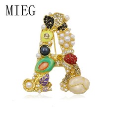 Mieg 브랜드 챠밍 디자인 여성 시뮬레이션 진주 편지 a s g m r i 브로치 핀 쥬얼리