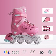 인라인스케이트 콤보 세트 모음 롤러브레이드 스케이트 롤러블레이드 성인/아동용 콤보 세트, E, Pink