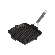 Staub 주철 24.1cm(9.5인치) 정사각형 접이식 그릴 - 매트 블랙 프랑스산, Square, 1개, 단일사이즈