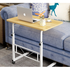 다용도 이동식 테이블 / 소파 침대 바퀴달린 베드테이블 높이조절 노트북 사이드 책상 식탁, 아이보리 중형