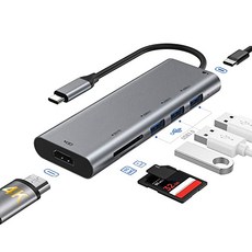 RAYROW USB C Hub (7 in 1) 4K HDMI Hub USB C with 3X USB 3.0 Ports SD/TF Card Reader USB C Power S, 단일상품