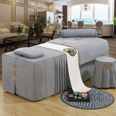 해외배송 피부관리샵 에스테틱 침대커버미용실침대4종세트면마고급마사지치료추나샴푸심플오, 03.크라운그레이