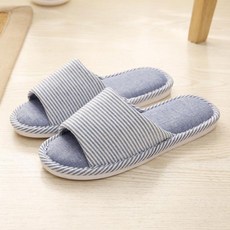 푸푸마켓 린넨 스트라이프 거실화 실내화, C(블루)
