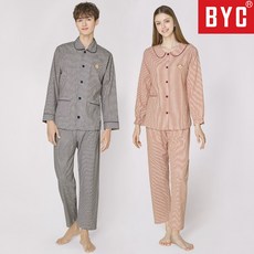 BYC 면기모 커플 잠옷 세트 순면 홈웨어 (체크)