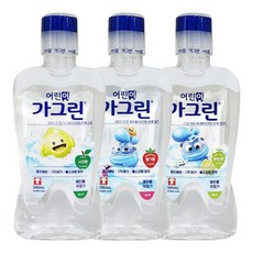 어린이 가그린 380lm 3개 사과 딸기 풍선껌 유아 가글, B003 청포도 3개, 380ml