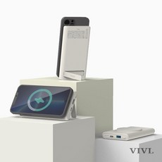 VIVL 맥세이프 고속 무선 대용량 보조충전기 휴대용 자석 배터리팩 10000mAh, 화이트, VIVL BATTERY PACK