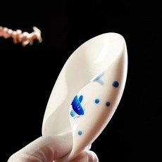 거치대 핸드 페인팅 화이트 도자기 차 감사 예식 용품 세트 쏘서 티 스푼, 1개