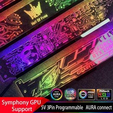 그래픽 카드 지원 프레임 다채로운/RGB/D-RGB LED VGA 카드 홀더 섀시 신념 램프 잭 광 오염 ASUS AURA, 05 Red(Remark NO.)
