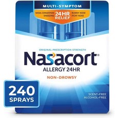 Nasacort 나사코트 24성인용 HR 알러지 비강 스프레이 졸음 알코올 프리 240 0.57 fl.oz. 2Ct, 0.57 Fl Oz (Pack of 2), 2개