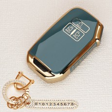 튜모 기아 K3 K5 K7 K8 K9 스포티지 쏘렌토 카니발 EV6 니로 스팅어 모하비 레이 모닝 TPU 골드라인 스마트키케이스 키링, KN-03, 큐빅오링-스카이그레이