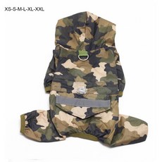 강아지우비 대형 코트 반사 원피스 소형견 수트 방수 비옷 부드러운 반려견 중형 야외, Camouflage, XS
