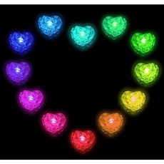LED 아이스 하트 목욕놀이 장난감 플로팅 큐브 방수 기념일 욕조조명 얼음조명 12개입, 12개