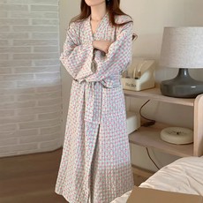 ZIGODAG 여성용 롱 샤워 가운 가벼운 면 소재 루즈핏 로브 잠옷 ZKYYBD52061