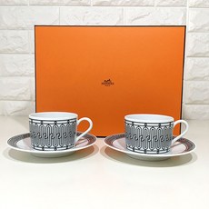 [HERMES] 에르메스 H 데코 찻잔 받침 160ml 2P페어 세트 화이트 593601, 2P세트 593601