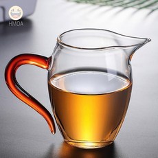 HMA 내열유리 숙우 350ML 레드 유리수구 찻잔세트, 1개