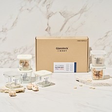 글라스락 글라스락 베이비 눈금 이유식용기 큰용량 270ml 혼합 6조 세트 (코코넛밀크), 상세 설명 참조, 1개