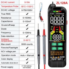 ZL126A/ZL128B 디지털 멀티 미터 교류 전압 True RMS 커패시턴스 검출기 테스터 가용 멀티미터, 03 ZL128A 9000 Counts