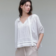 아워코모스 comos 1180 pintuck shirring tie blouse (ivory)