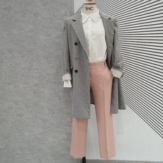 ENC 간절기 체크 롱 더블자켓 ENJK911A2O