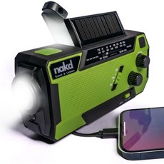 수동 크랭크 날씨 비상 라디오 Dynamo Solar USB 및 배터리 전원 업그레이드된 14800mWh 손전등 NOAA 폭풍 경보 SOS 외부 충전기 케이블 3개 휴대폰