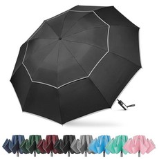 정품보장 G4Free 62 Inch Windproof Inverted Umbrella with Reflective Stripe Large Compact Reverse Golf fo, 블랙, 1개