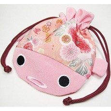 Daiso Japanese Kimono Fabric Cosmetic Goldfish Small Purse Kinchaku - Pink Fish Bag PROD1580027548