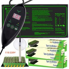 온도 조절기가 있는 묘목 난방 매트 방수 보육 패드 식물 수경 씨앗 발아용 110V 220V, [01] 50.8cmx25.4cm, [01] 미국